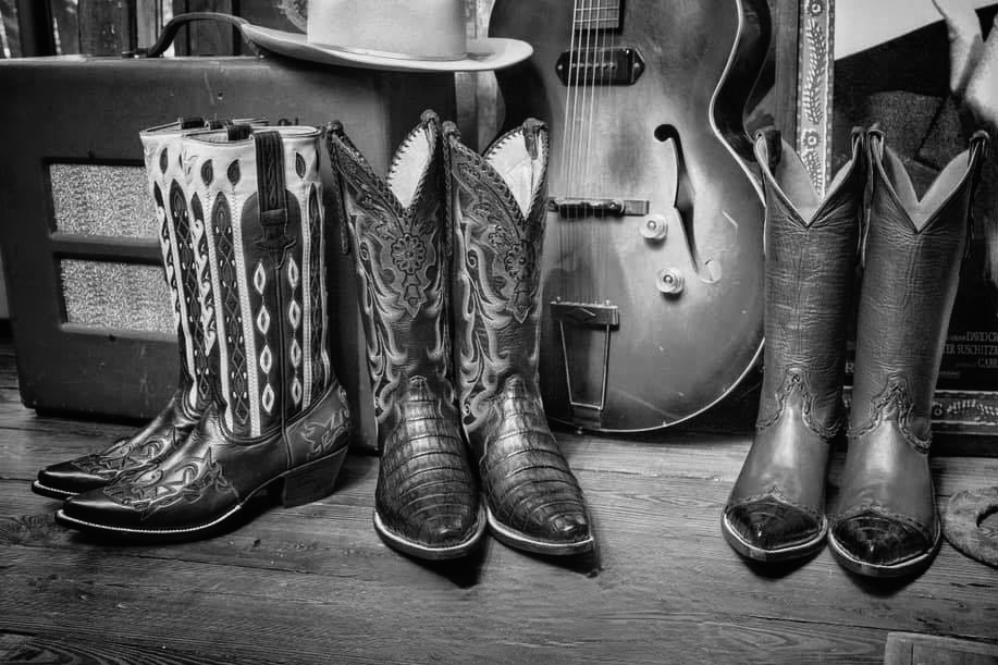 Texas & Country Music Cowboy Boots and Guitars.